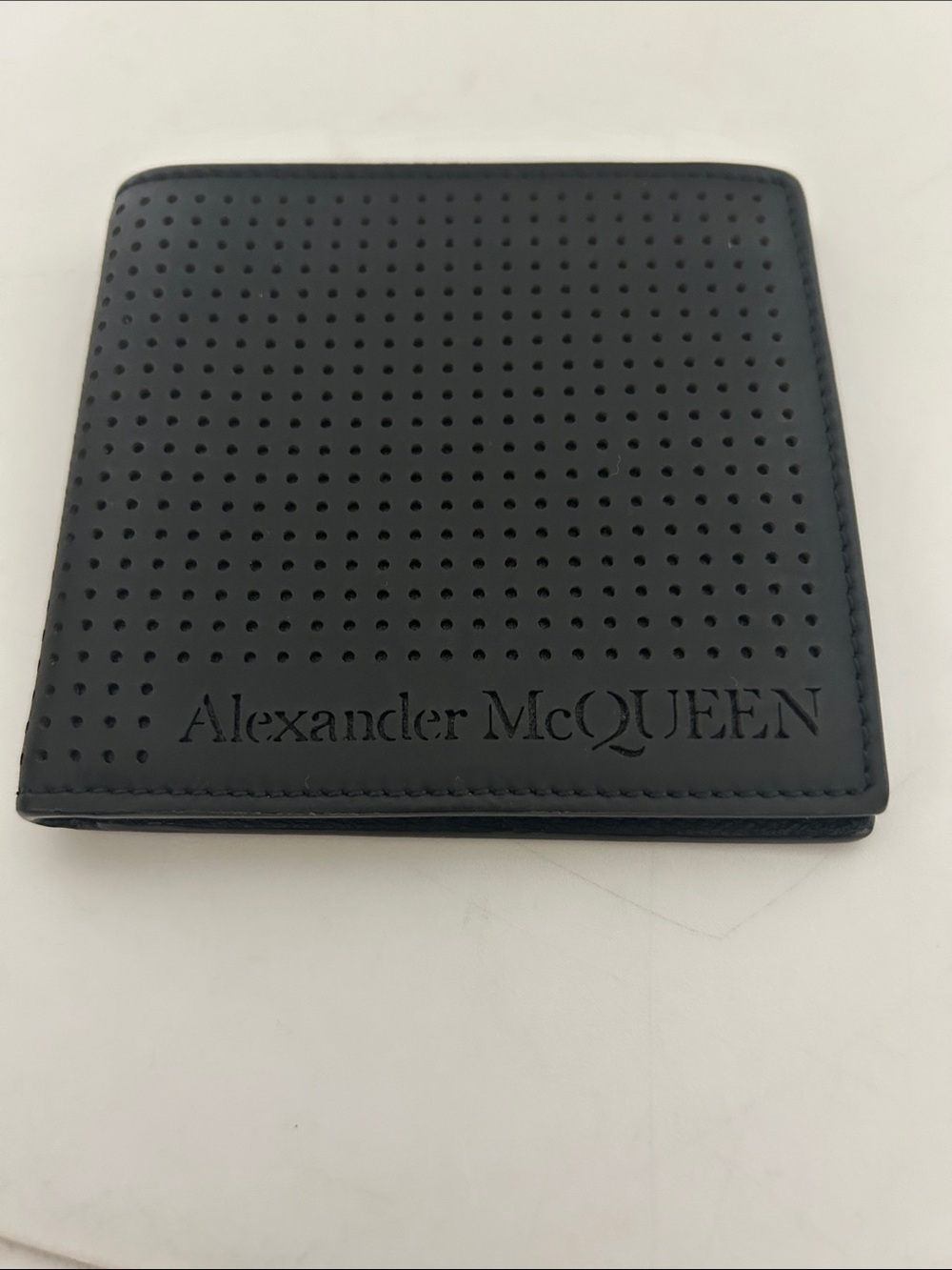 Alexander McQueen Black Perforated Leather Card Wallet